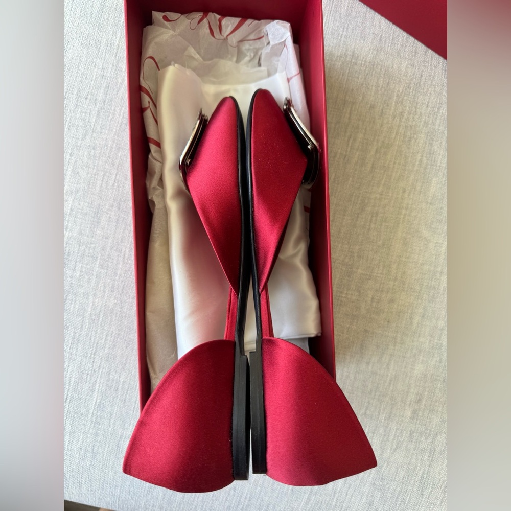 NIB Roger Vivier D'Orsay satin flats with Crystal buckle - Picture 3 of 9